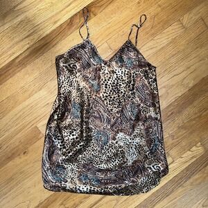 L.A. Intimates Slip Dress XL Leopard Animal Paisley Satin Lingerie Y2K Sexy